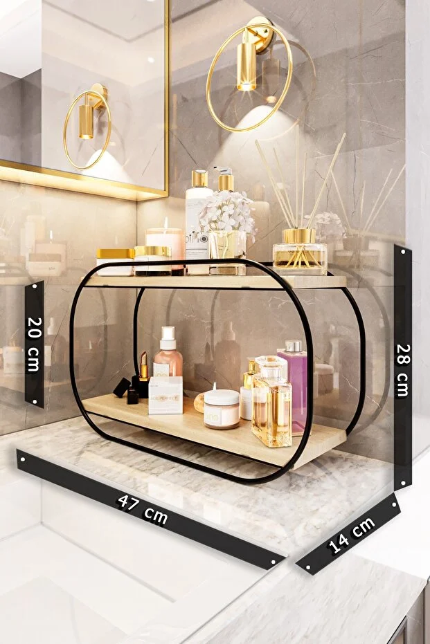 Çok Amaçlı Düzenleyici Oval Raf Ahşap Masaüstü Banyo Mutfak Rafı Takı Ve Makyaj Organizeri